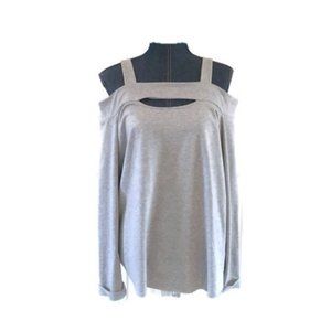 ee:some usa womens gray cold shoulder top sz small